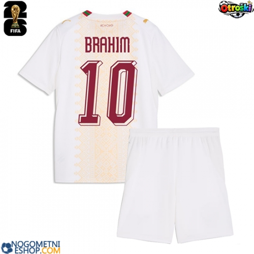 Otroški Nogometni dresi Maroko Brahim Diaz #10 Gostujoči SP 2026 Kratek Rokav (+ Kratke hlače)